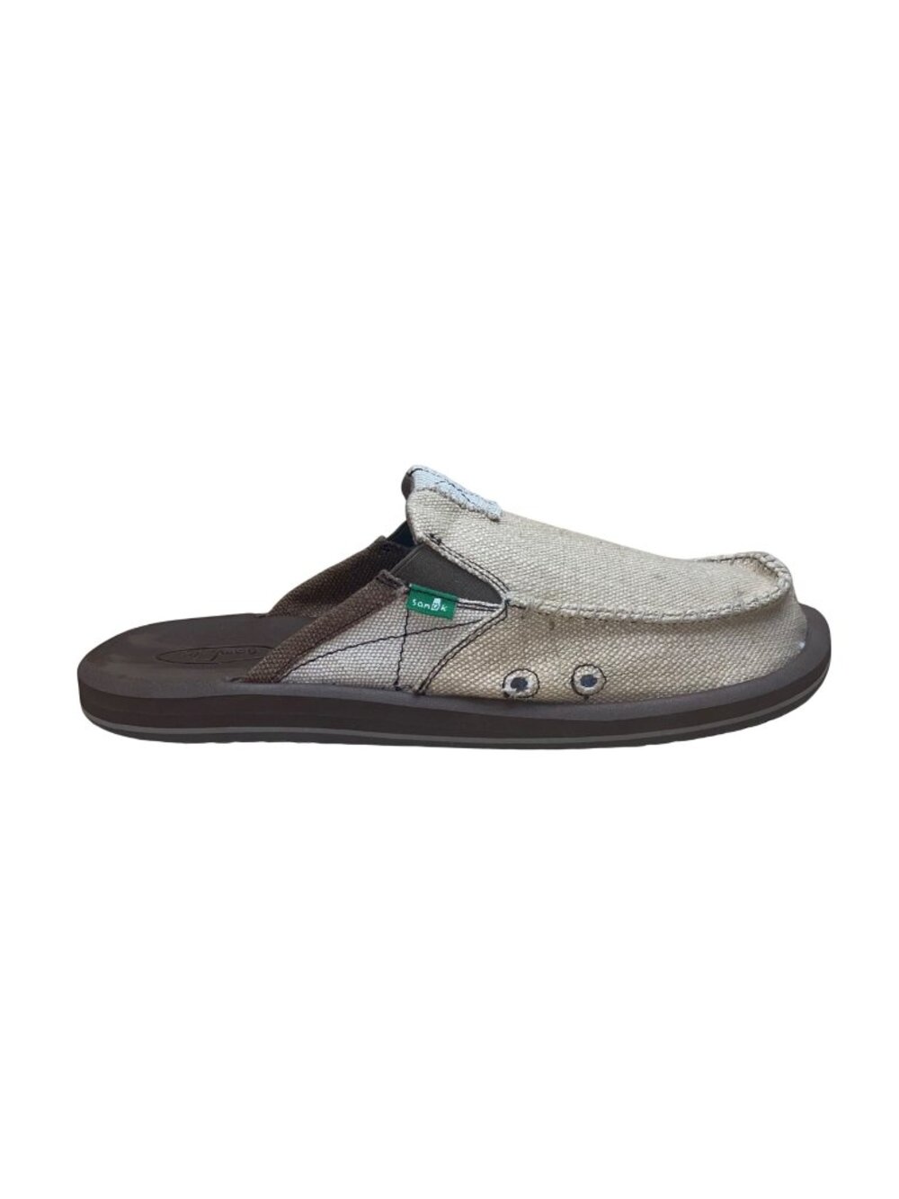 Sanuk Men’s Beige Canvas Casual Slip-On Mule Sandals Size 12